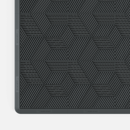 ULTRACUBE garage floor tile in Space Grey, with an edge ramp fitted