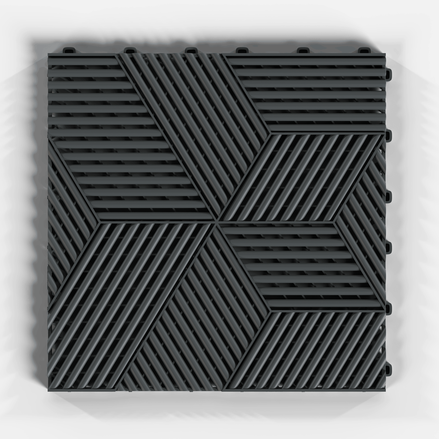 ULTRACUBE garage floor tile in Space Grey, single tile from directly above
