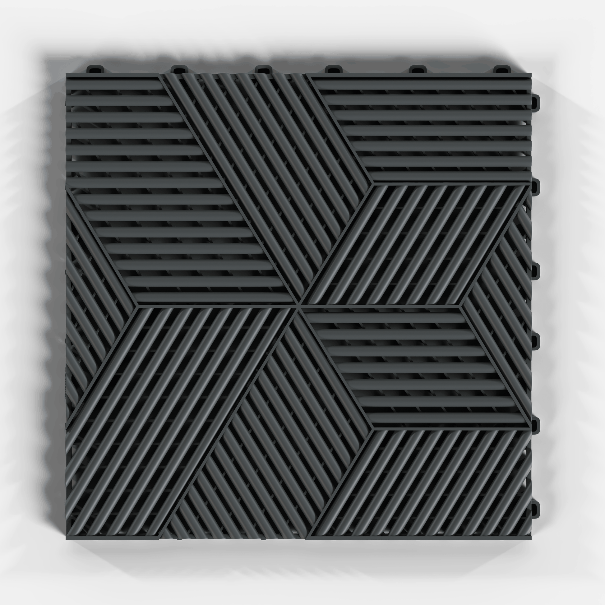 ULTRACUBE garage floor tile in Space Grey, single tile from directly above