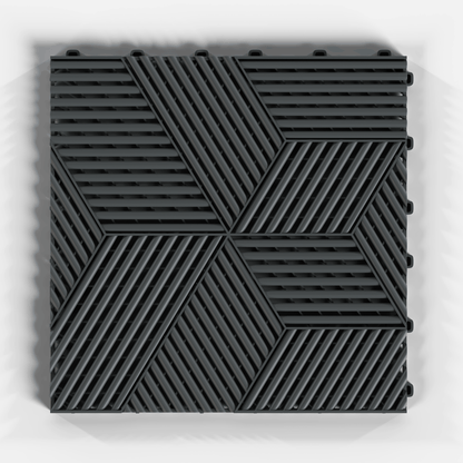 ULTRACUBE garage floor tile in Space Grey, single tile from directly above