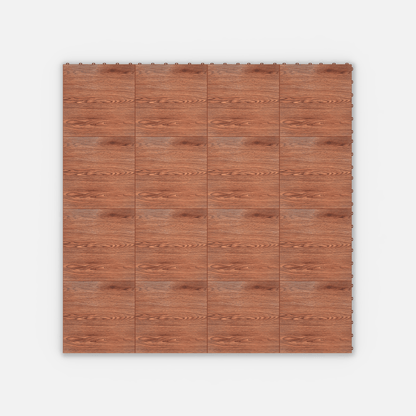 ULTRADECO modular floor tile in Copper Oak, sixteen tiles laid in a four by four grid