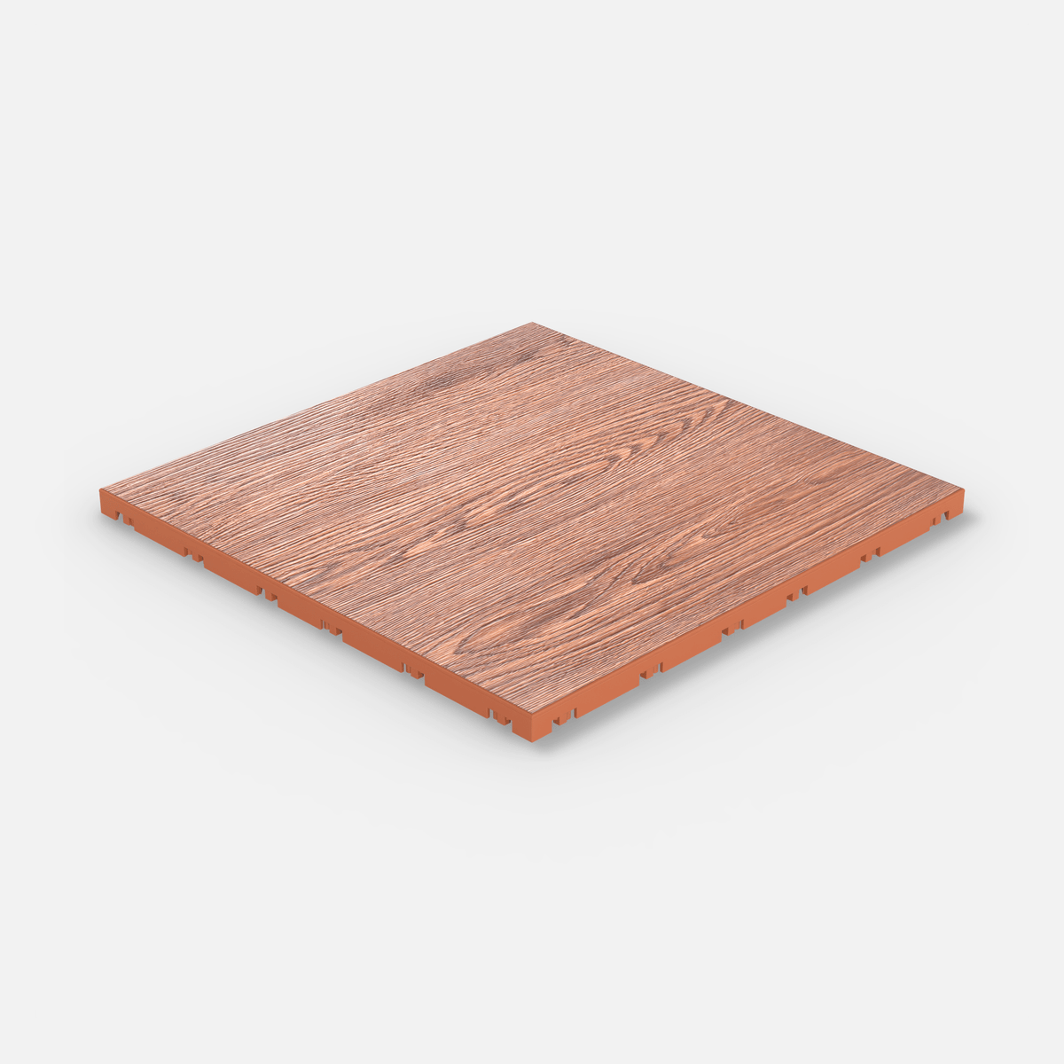 ULTRADECO modular floor tile in Copper Oak, single tile seen from above at an angle