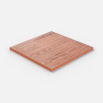 ULTRADECO modular floor tile in Copper Oak, single tile seen from above at an angle