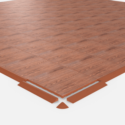 ULTRADECO modular floor tile in Copper Oak, shown with an edge ramp