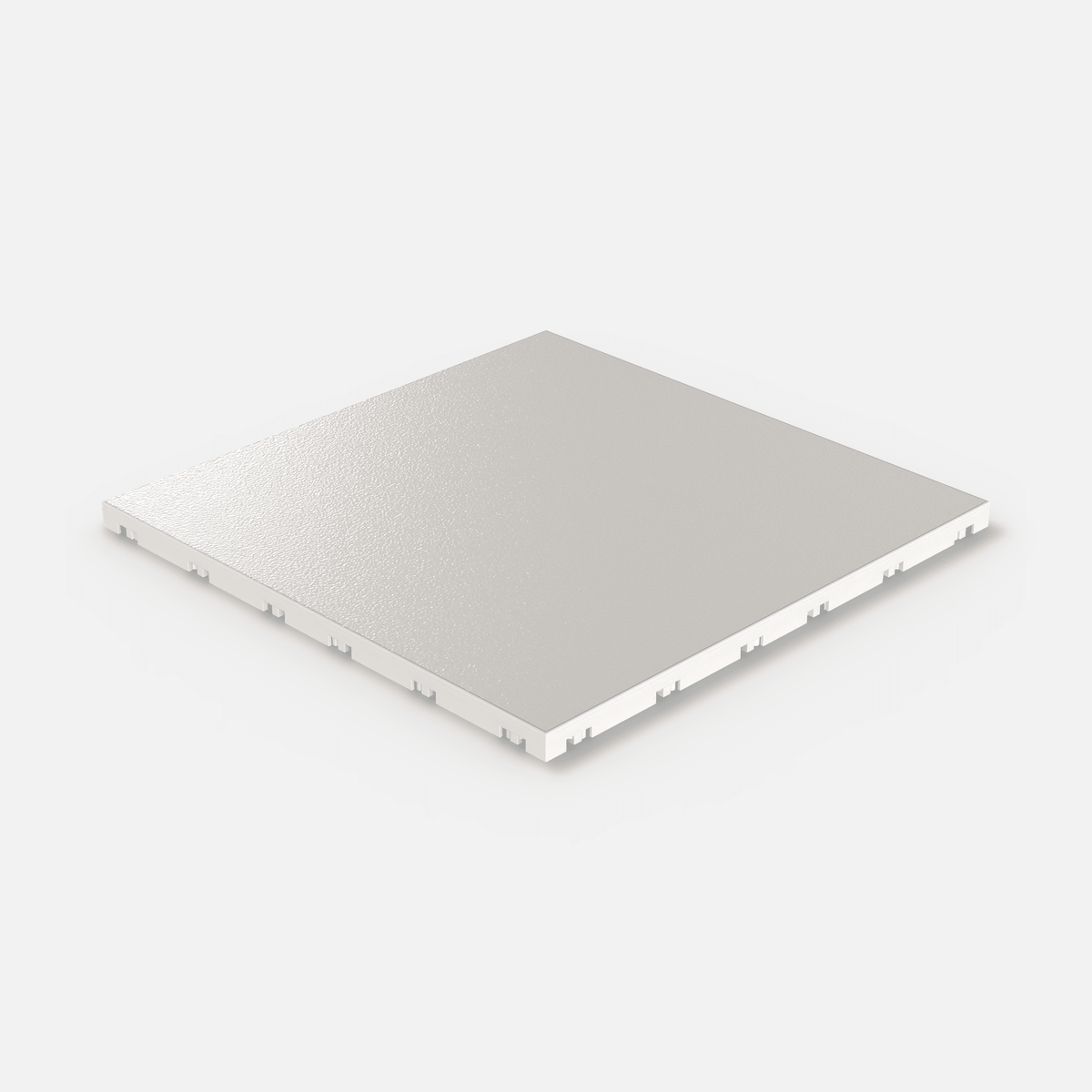 ULTRADECO modular floor tile in Frost White, single tile seen from above at an angle