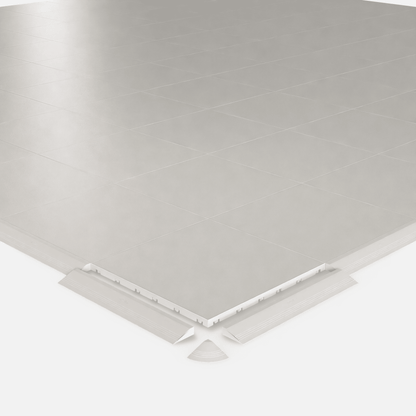 ULTRADECO modular floor tile in Frost White, shown with an edge ramp