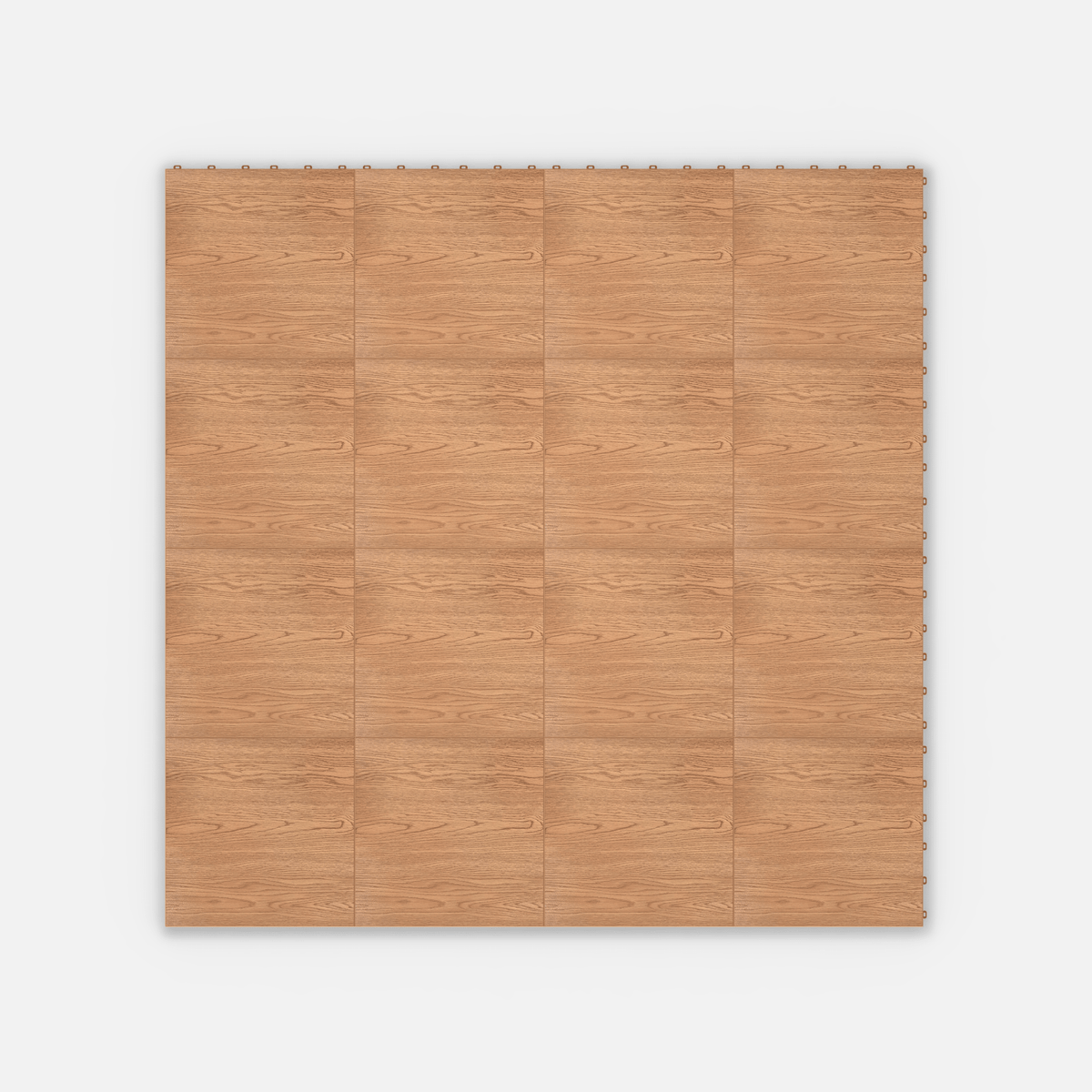 ULTRADECO modular floor tile in Honey Oak, sixteen tiles laid in a four by four grid