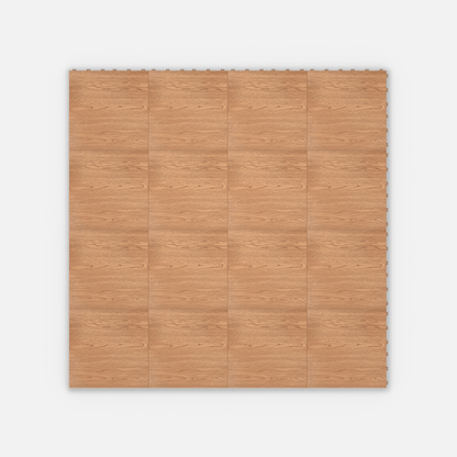 ULTRADECO modular floor tile in Honey Oak, sixteen tiles laid in a four by four grid