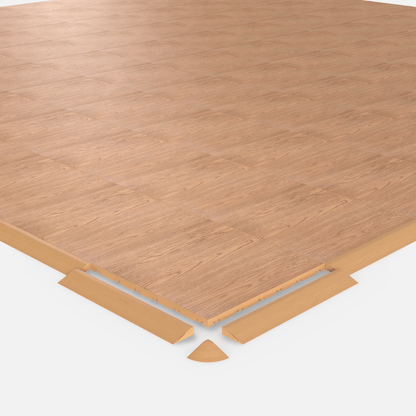 ULTRADECO modular floor tile in Honey Oak, shown with an edge ramp