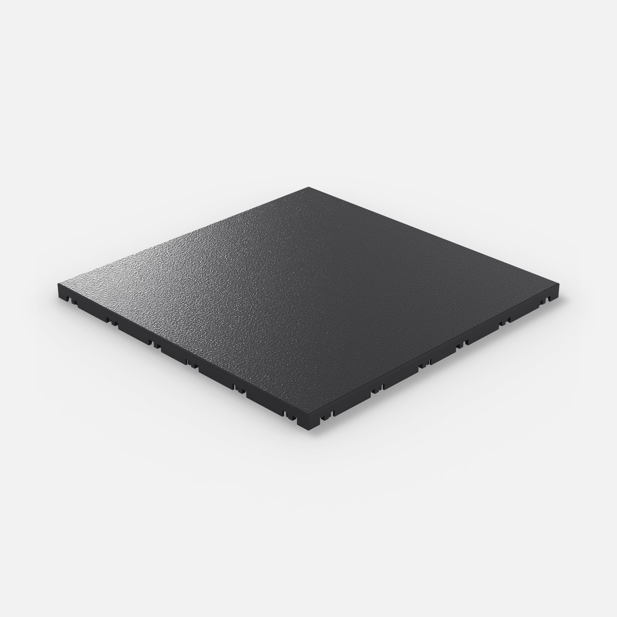 ULTRADECO modular floor tile in Onyx Black, single tile seen from above at an angle