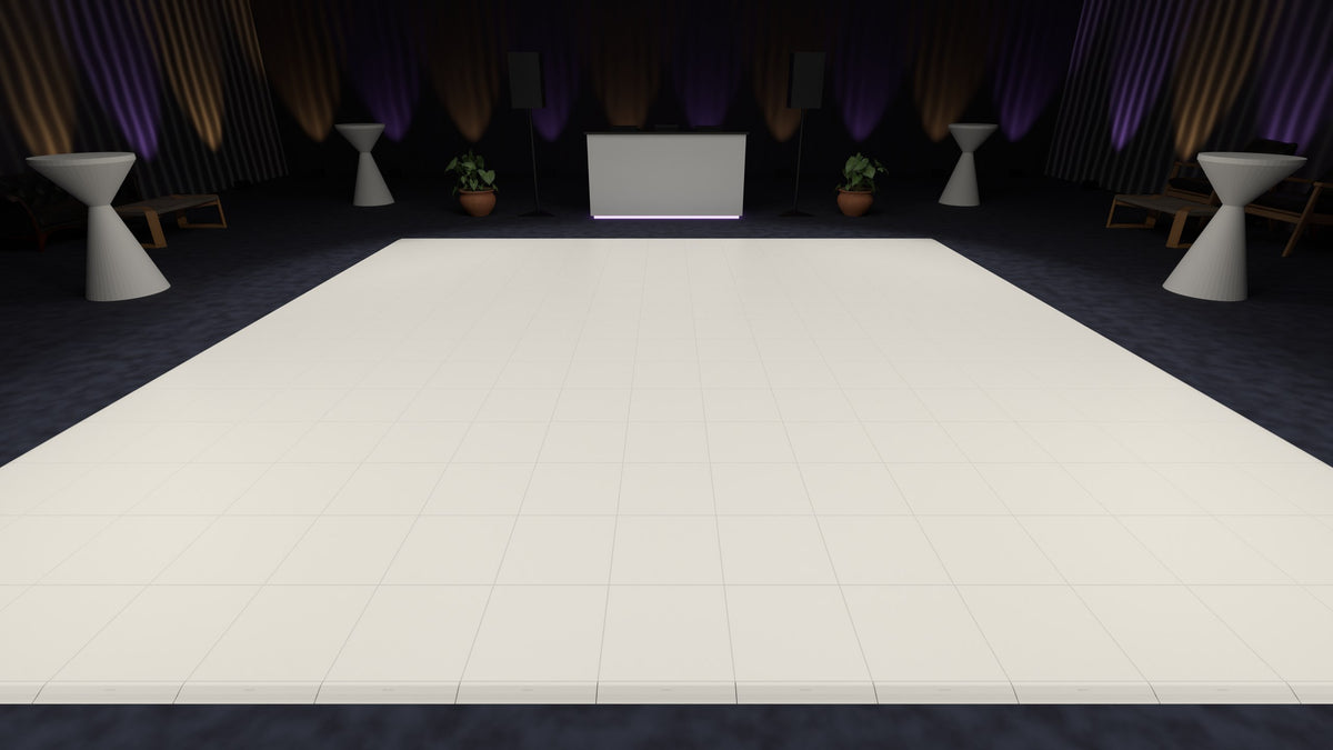 ULTRADECO modular floor tile in Frost White, laid as a dance floor