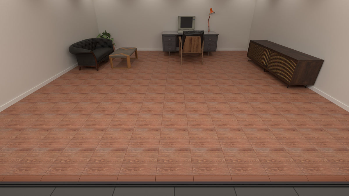 ULTRADECO modular floor tile in Copper Oak, laid in a home office