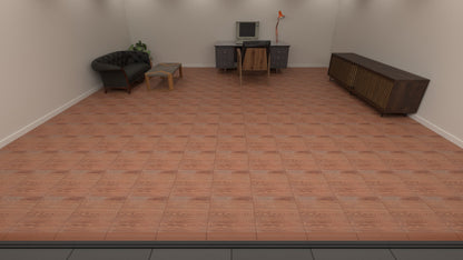 ULTRADECO modular floor tile in Copper Oak, laid in a home office