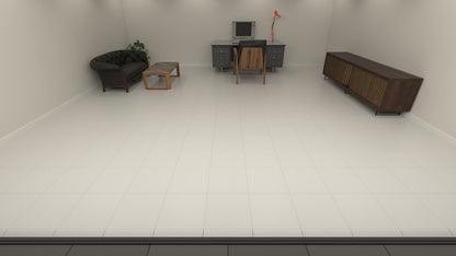 ULTRADECO modular floor tile in Frost White, laid in a home office