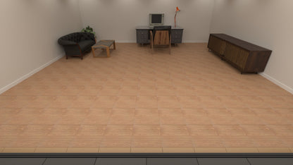 ULTRADECO modular floor tile in Honey Oak, laid in a home office