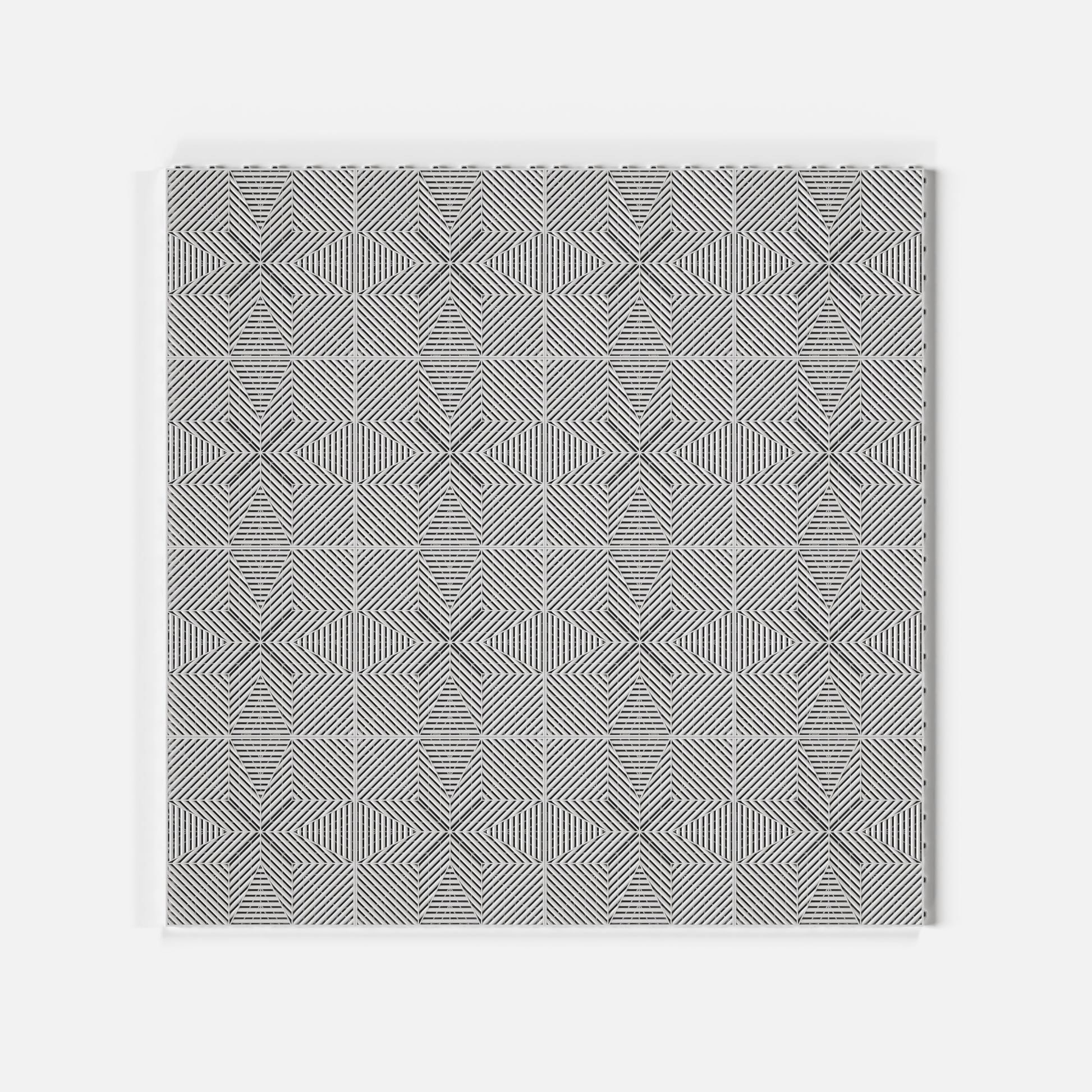 ULTRAFLUX garage floor tile in Glacier Grey, sixteen tiles laid in a four by four grid