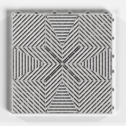 ULTRAFLUX garage floor tile in Glacier Grey, single tile from directly above