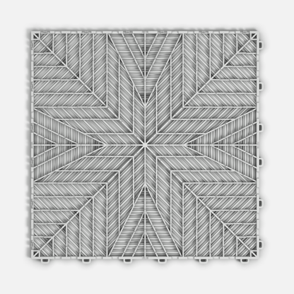 ULTRAFLUX garage floor tile in Glacier Grey, underside showing the ventilation channels