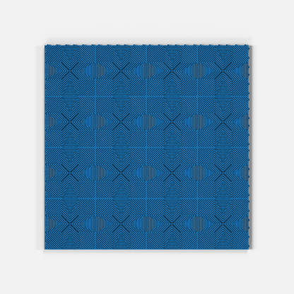 ULTRAFLUX garage floor tile in Riviera Blue, sixteen tiles laid in a four by four grid