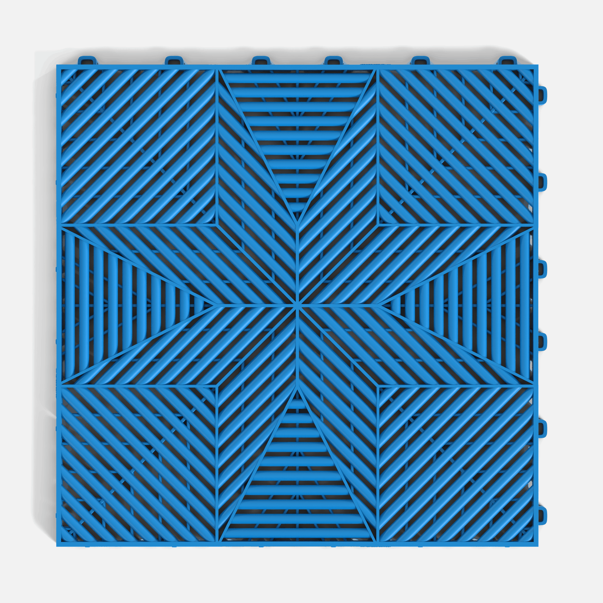 ULTRAFLUX garage floor tile in Riviera Blue, single tile from directly above
