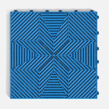 ULTRAFLUX garage floor tile in Riviera Blue, single tile from directly above