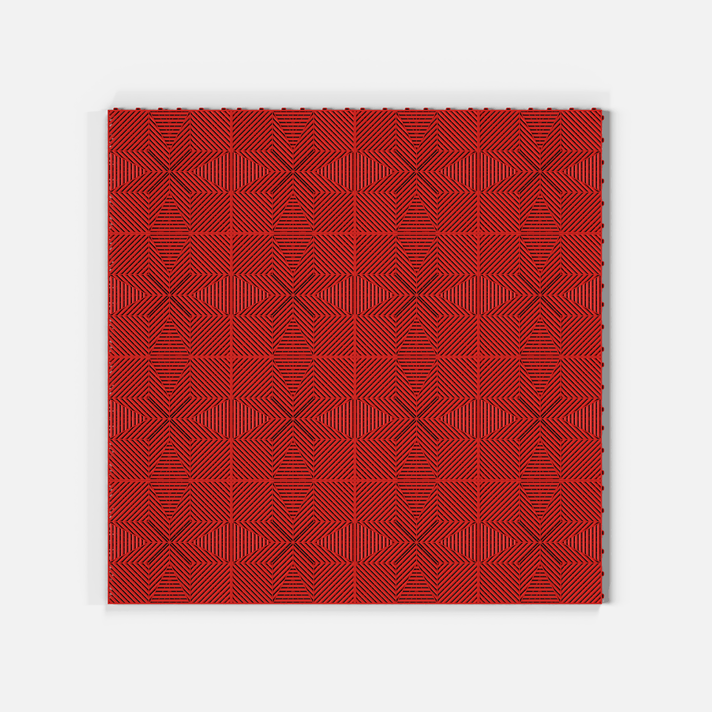 ULTRAFLUX garage floor tile in Rosso Red, sixteen tiles laid in a four by four grid