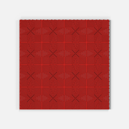 ULTRAFLUX garage floor tile in Rosso Red, sixteen tiles laid in a four by four grid