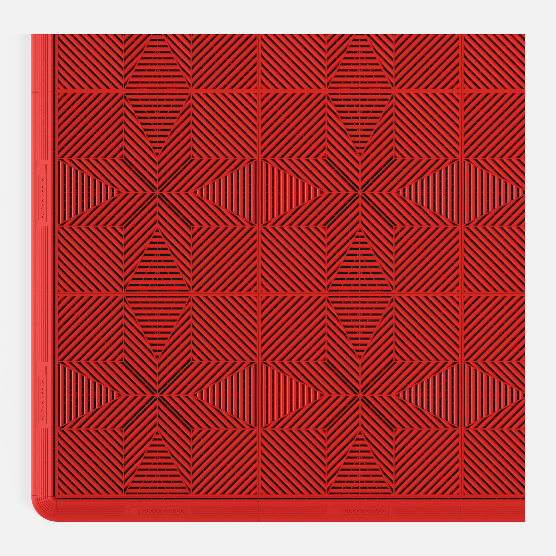 ULTRAFLUX garage floor tile in Rosso Red, with an edge ramp fitted