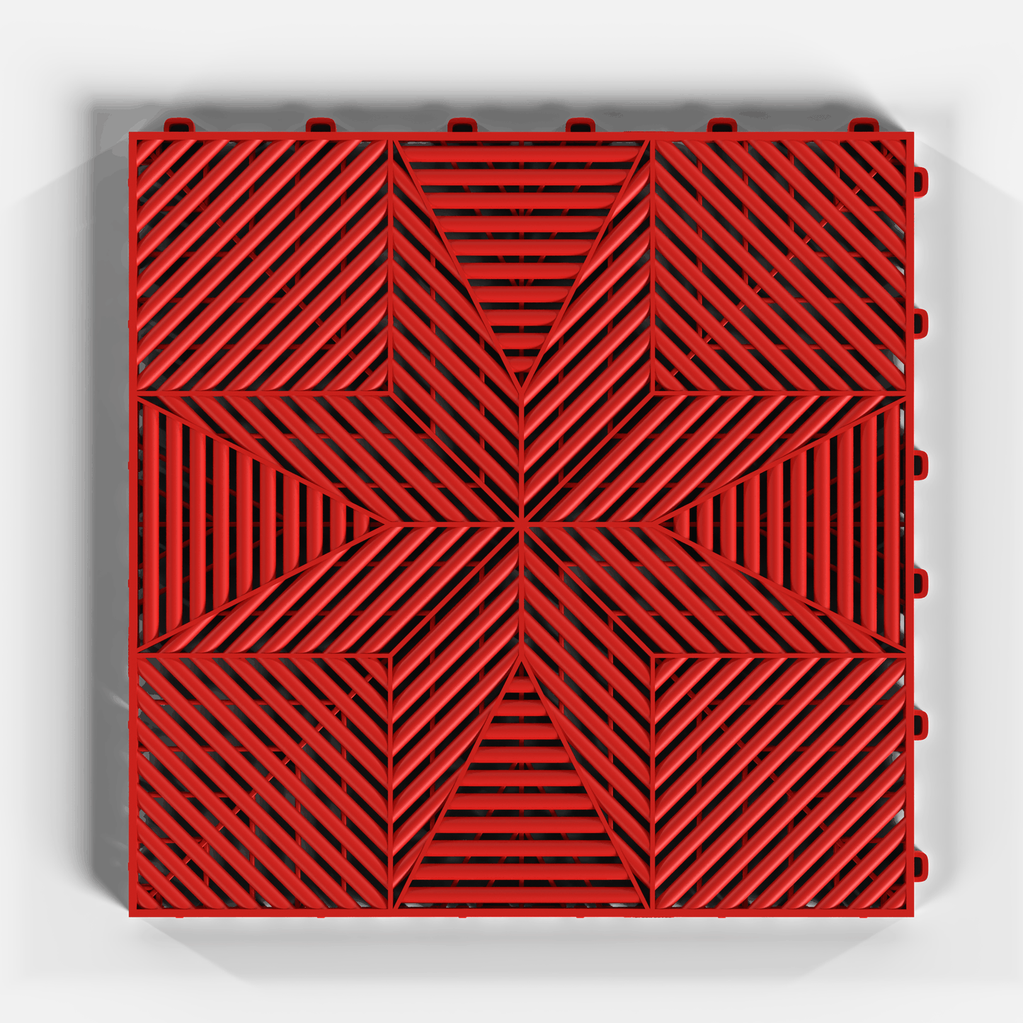 ULTRAFLUX garage floor tile in Rosso Red, single tile from directly above