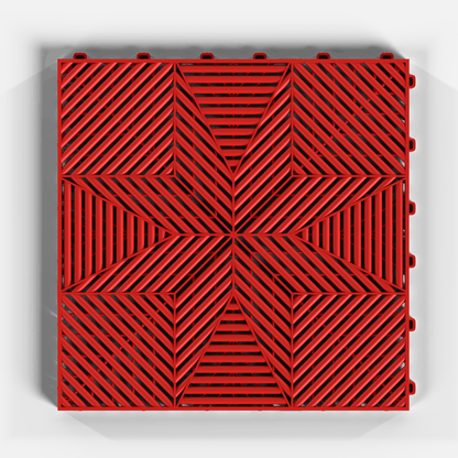 ULTRAFLUX garage floor tile in Rosso Red, single tile from directly above