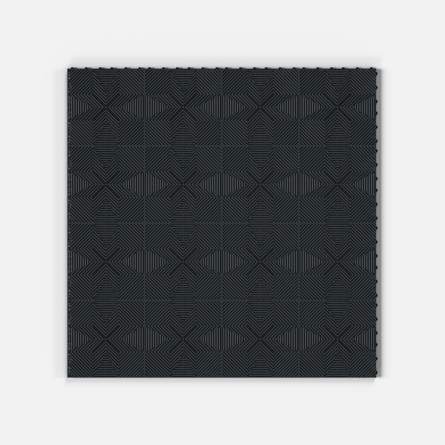 ULTRAFLUX garage floor tile in Stealth Grey, sixteen tiles laid in a four by four grid