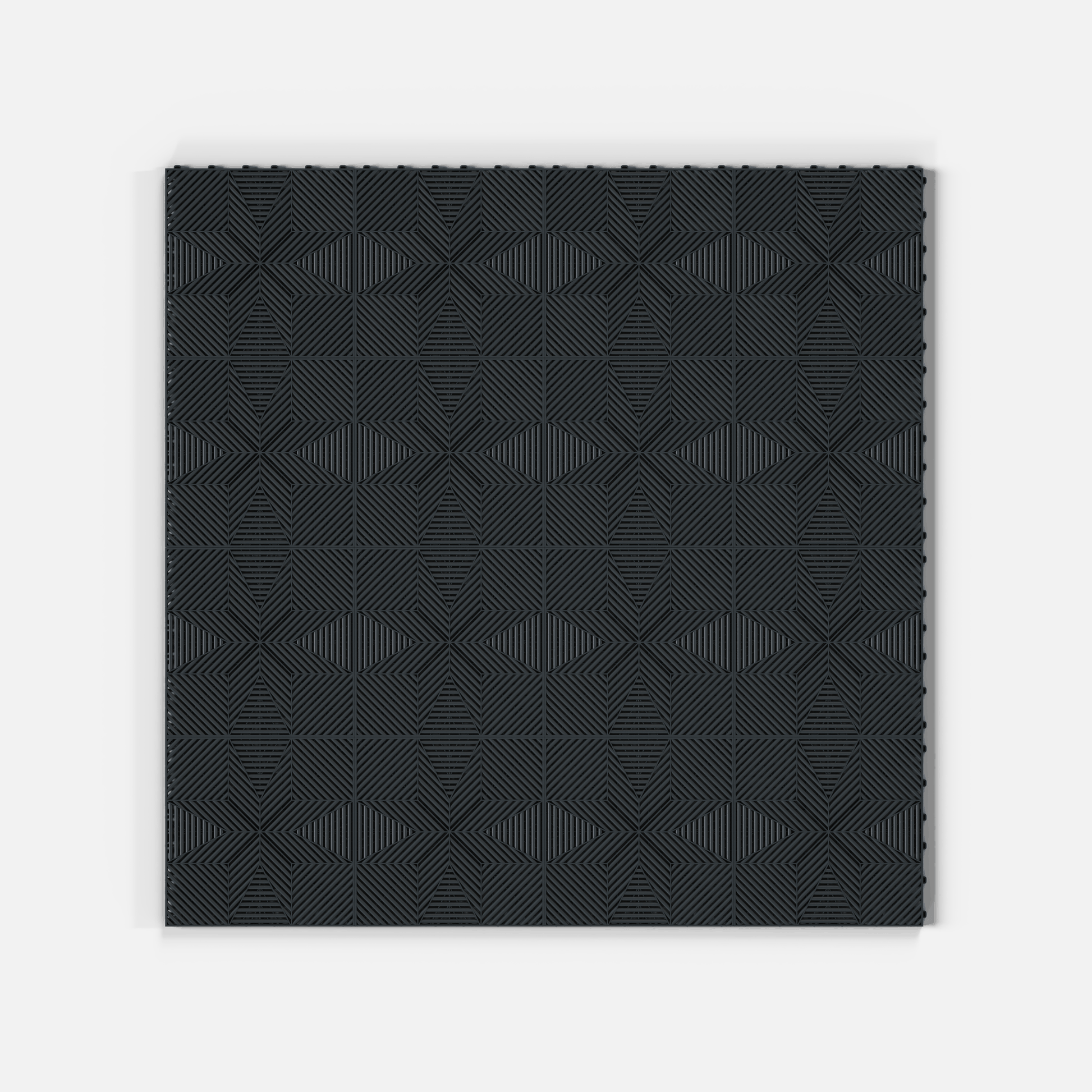 ULTRAFLUX garage floor tile in Stealth Grey, sixteen tiles laid in a four by four grid