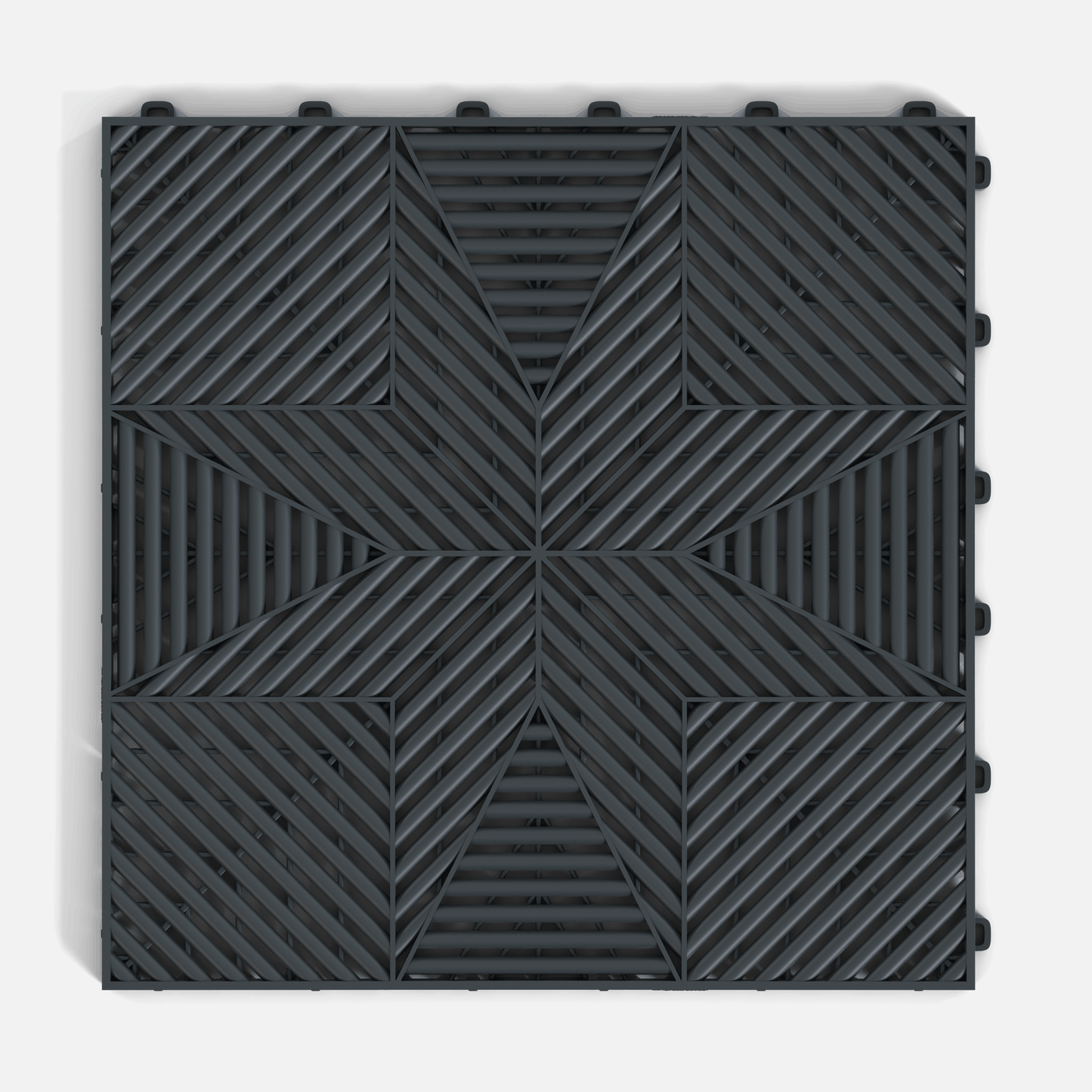 ULTRAFLUX garage floor tile in Stealth Grey, single tile from directly above