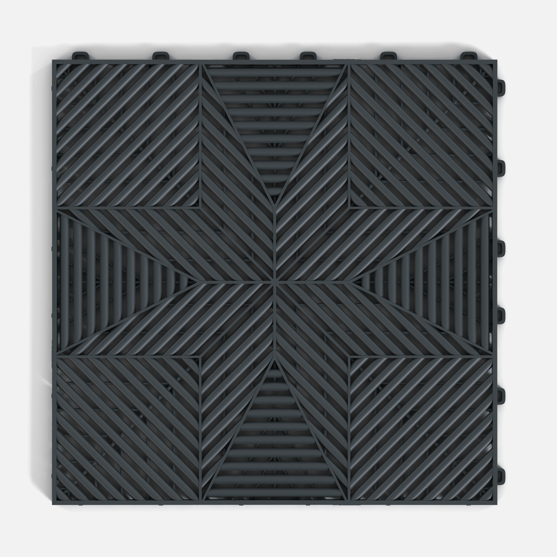 ULTRAFLUX garage floor tile in Stealth Grey, single tile from directly above