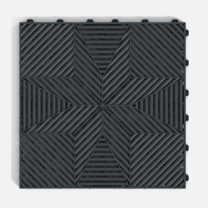 ULTRAFLUX garage floor tile in Stealth Grey, single tile from directly above