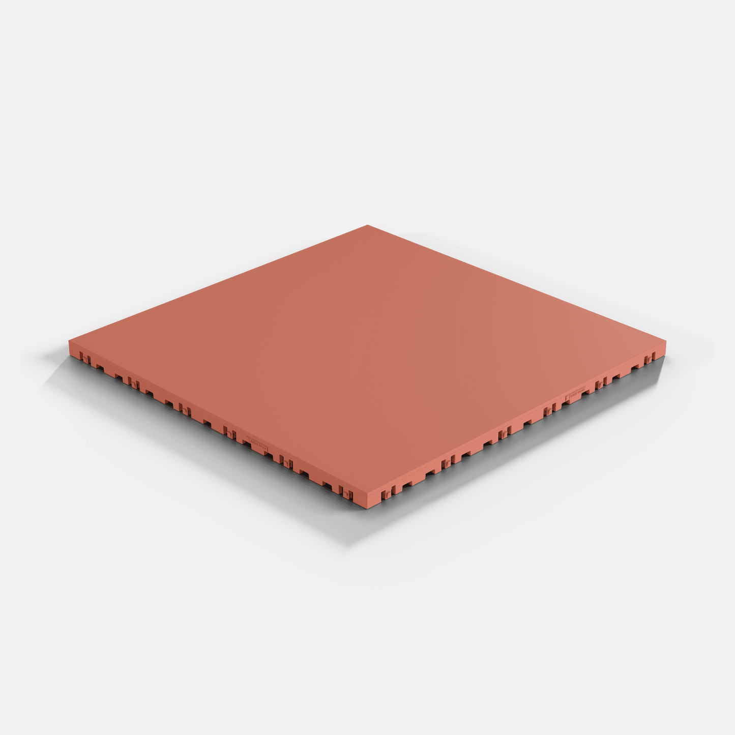 ULTRATONE modular floor tile in Outback Red, laid floor seen from above at an angle