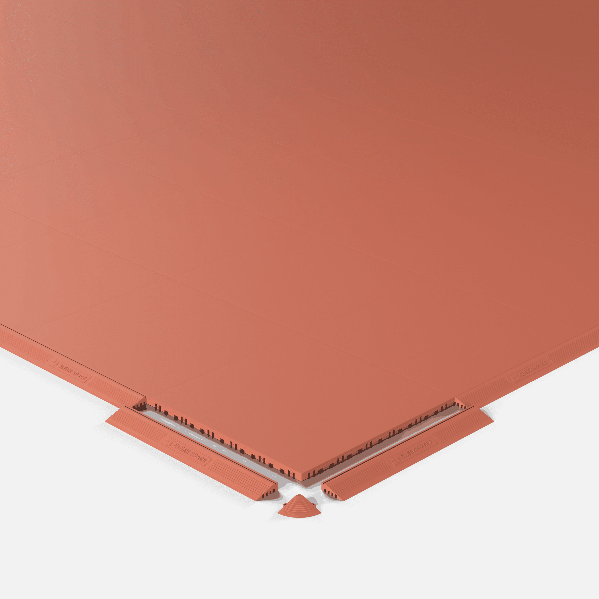 ULTRATONE modular floor tile in Outback Red, shown with an edge ramp