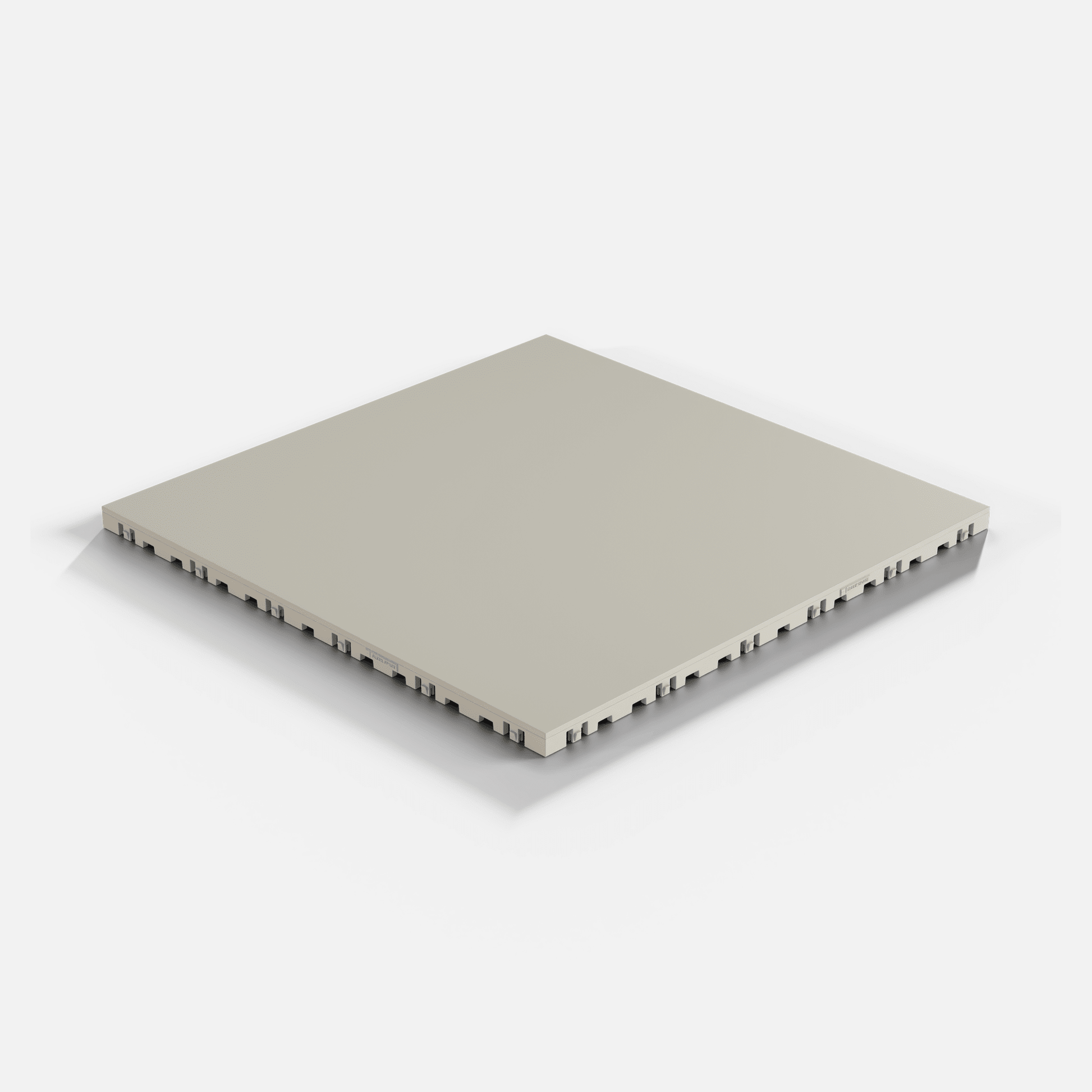 ULTRATONE modular floor tile in Pebble Beige, laid floor seen from above at an angle