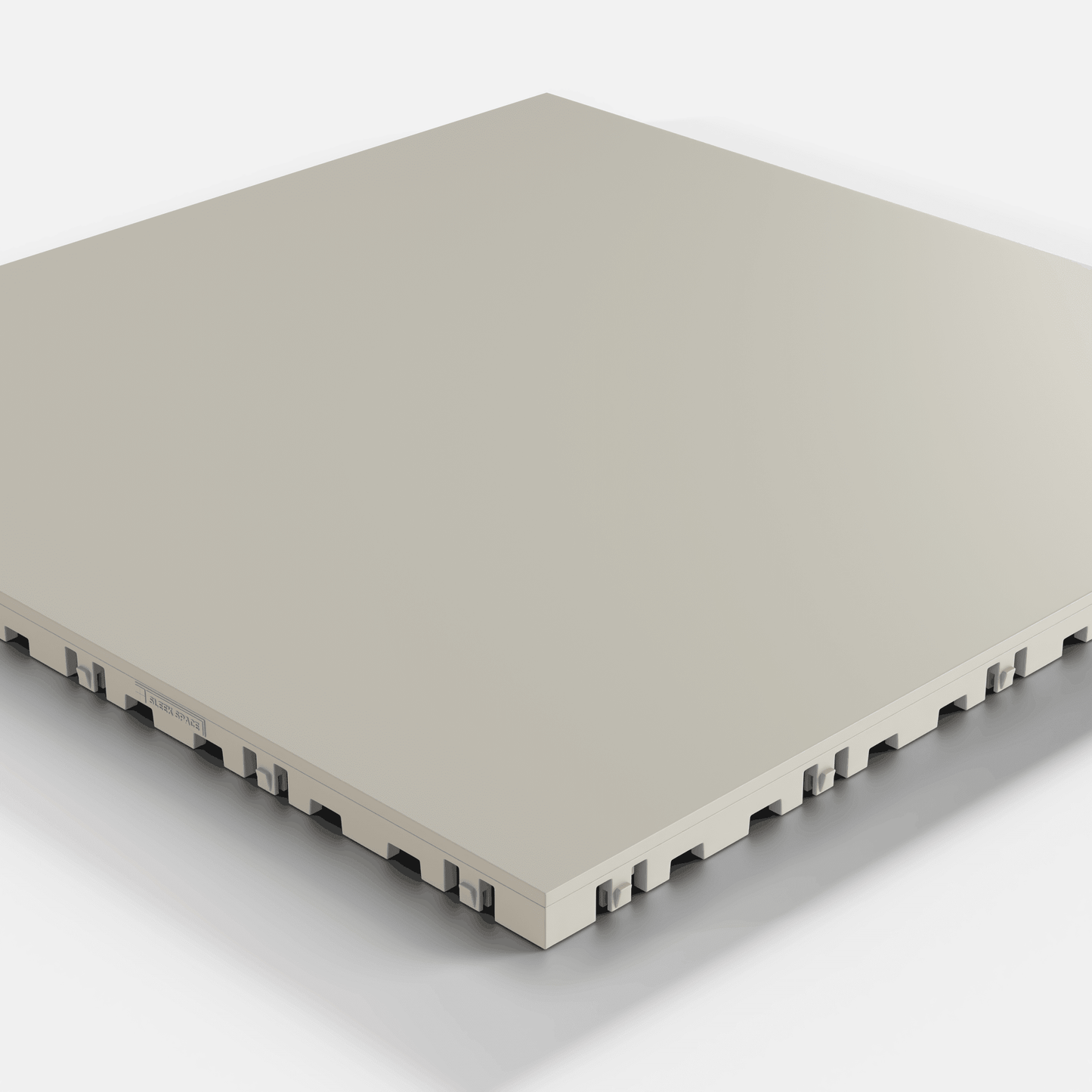 ULTRATONE modular floor tile in Pebble Beige, single tile seen from a low angle