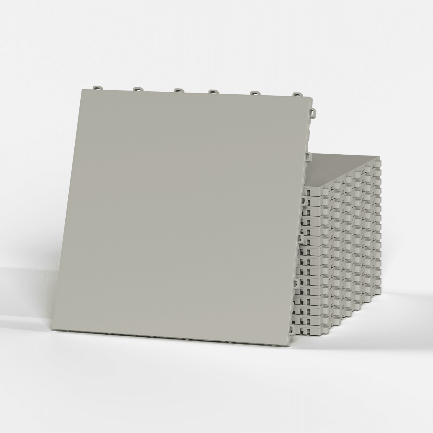 ULTRATONE modular floor tile in Pebble Beige, a stack of tiles