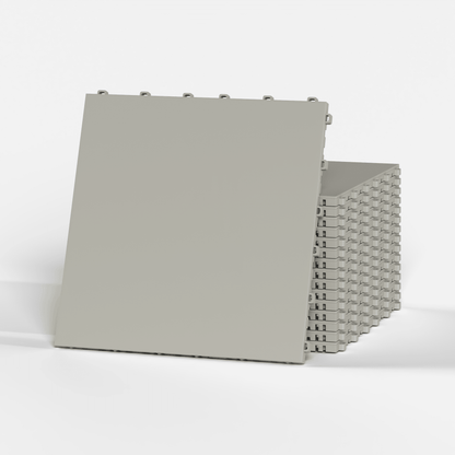ULTRATONE modular floor tile in Pebble Beige, a stack of tiles