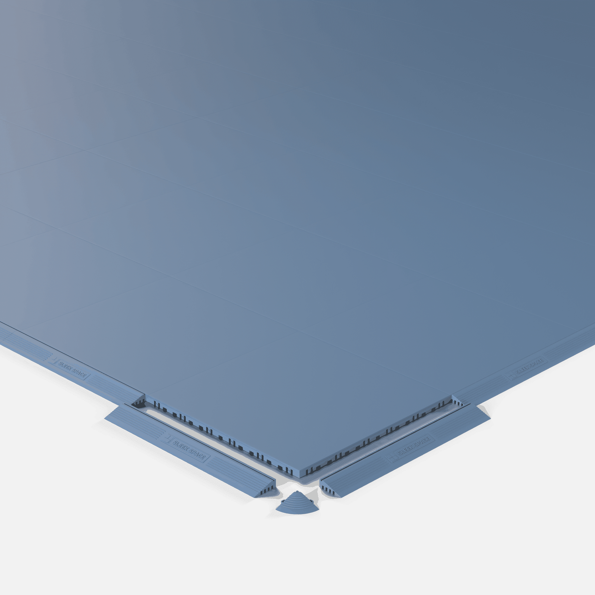 ULTRATONE modular floor tile in Steel Blue, shown with an edge ramp