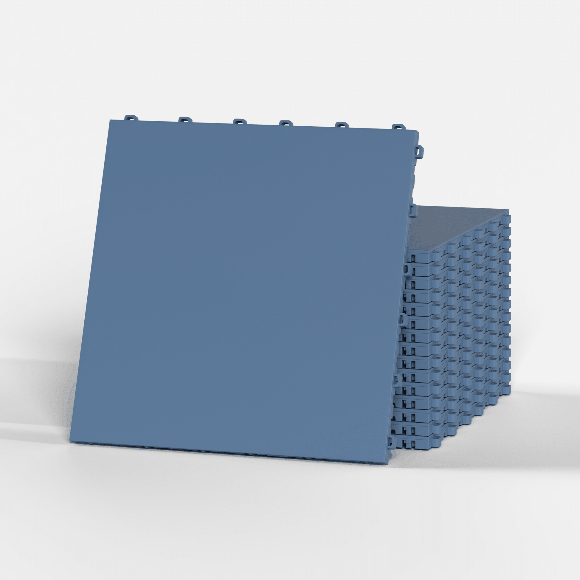 ULTRATONE modular floor tile in Steel Blue, a stack of tiles