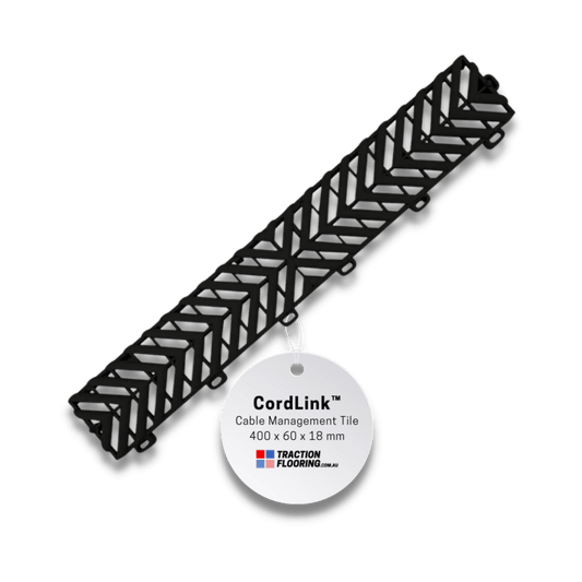 CordLink Strip Tile with Floor Cable Management Duct 400x60x18mm, Black