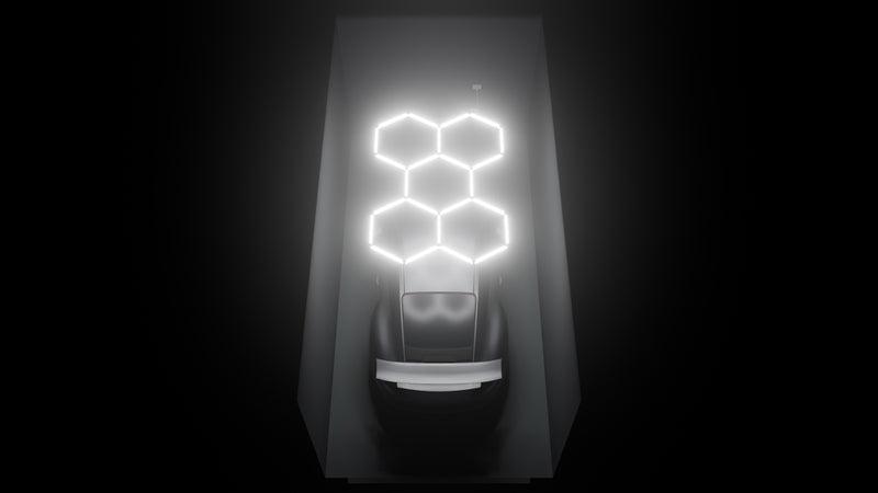 ULTRABEAM Hex Classic 5-Grid B lit in a one car bay