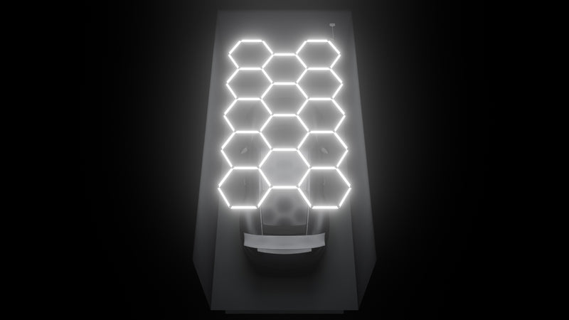 ULTRABEAM Hex Classic 14-Grid C lit in a single garage